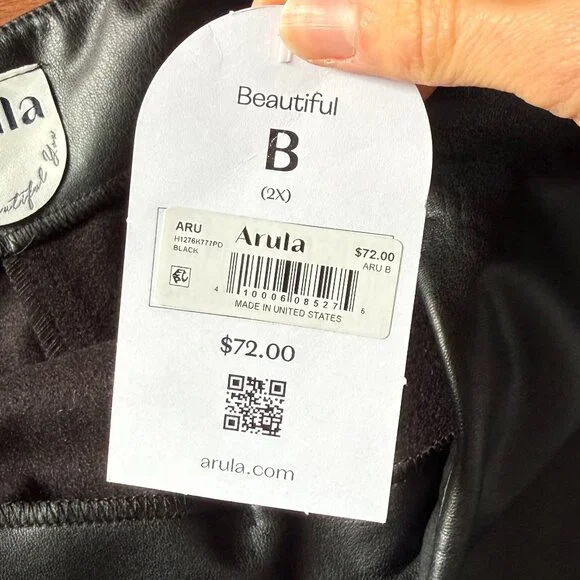 Arula Black Vegan Leather Skort Size 2X - Picture 4 of 8